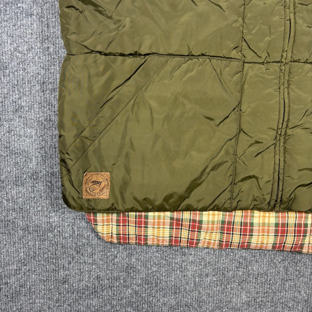 Ralph Lauren Womens Puffer Vest Sz L Olive Green Plaid Lining Full Zip Fly Fish - Picture 4 of 11
